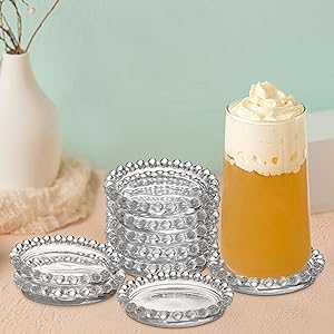 Fasmov 10 Pack Crystal Coasters Drink Coaster for Home Counters, Kitchen, Dining Room, Living Room, Patio, Coffee Table, 3.7 inches