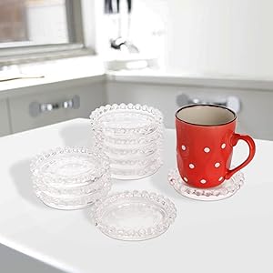Fasmov 10 Pack Crystal Coasters Drink Coaster for Home Counters, Kitchen, Dining Room, Living Room, Patio, Coffee Table, 3.7 inches