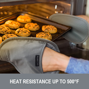 2-Pack Silicone Pot Holders for Kitchen Heat Resistant up to 500°F, Non-Slip Large Hot Pads with Pocket, Quilted Liner Trivets for Countertops Hot Pots and Pans (Gray)