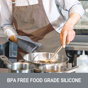 2-Pack Silicone Pot Holders for Kitchen Heat Resistant up to 500°F, Non-Slip Large Hot Pads with Pocket, Quilted Liner Trivets for Countertops Hot Pots and Pans (Gray)