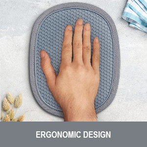 2-Pack Silicone Pot Holders for Kitchen Heat Resistant up to 500°F, Non-Slip Large Hot Pads with Pocket, Quilted Liner Trivets for Countertops Hot Pots and Pans (Gray)