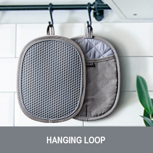 2-Pack Silicone Pot Holders for Kitchen Heat Resistant up to 500°F, Non-Slip Large Hot Pads with Pocket, Quilted Liner Trivets for Countertops Hot Pots and Pans (Gray)