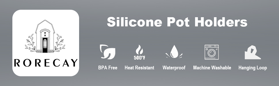 2-Pack Silicone Pot Holders for Kitchen Heat Resistant up to 500°F, Non-Slip Large Hot Pads with Pocket, Quilted Liner Trivets for Countertops Hot Pots and Pans (Gray)