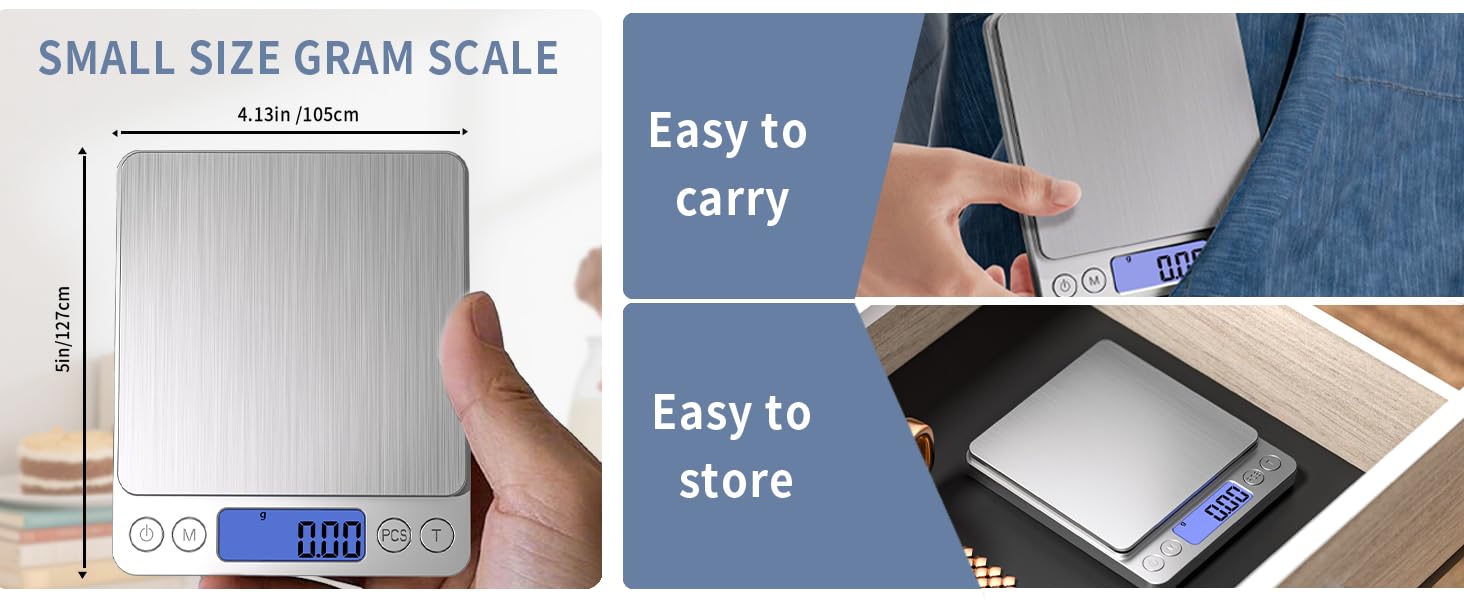 Gram Scale Small Digital Food Scale, 500g by 0.01Gram/0.001Ounce, Accurate Weighting, MEIYA Multifunction Kitchen Scale for Jewelry/Baking/Soap, 9 Units, Tare Function, LCD Display, Including Battery