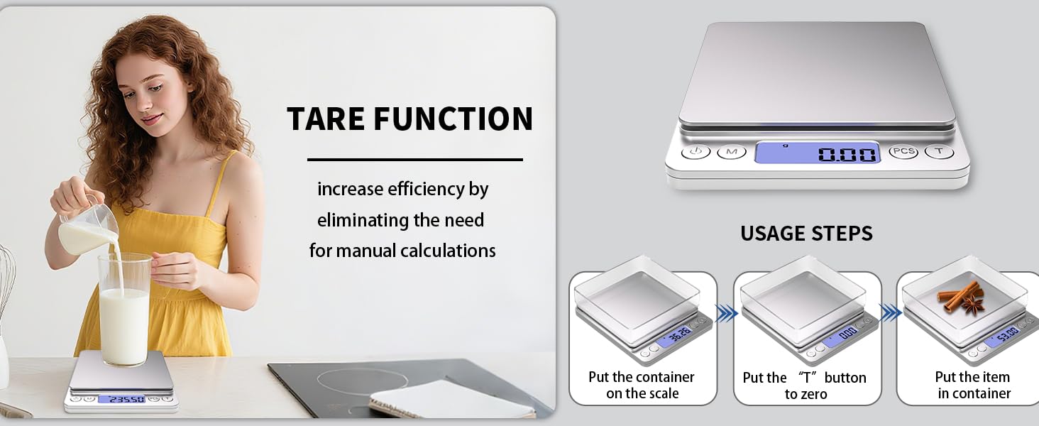 Gram Scale Small Digital Food Scale, 500g by 0.01Gram/0.001Ounce, Accurate Weighting, MEIYA Multifunction Kitchen Scale for Jewelry/Baking/Soap, 9 Units, Tare Function, LCD Display, Including Battery