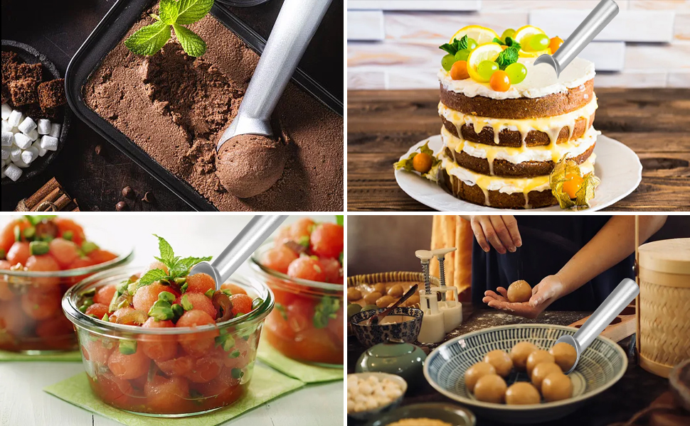 Ice Cream Scoop,7 inches Nonstick Anti-Freeze One Piece Aluminum Scooper Spoon, Heavy Duty Durable Design, Easy Clean, for Gelato, Cookie Dough, Sorbet, Almond (Silver)