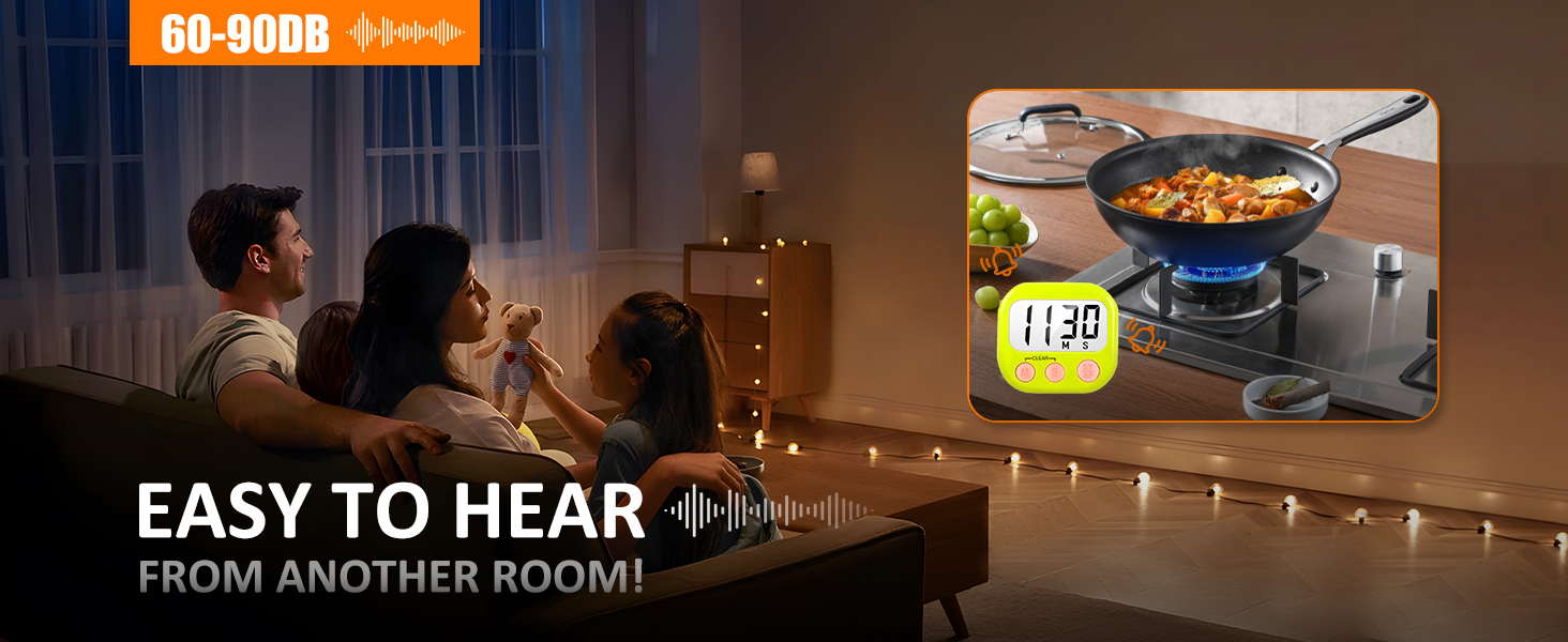 2 Pack Kitchen Timers Loud Ring Digital Timers for Cooking Magnetic Green