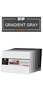 ZVP Flexible Plastic Cutting Board Set of 5 Gradient Color, Colorful Chopping Boards, BPA Free Mats, Non-Slip, Dishwasher Safe, 15x12 Inch, Gray Neutral Colors