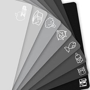 ZVP Flexible Plastic Cutting Board Set of 5 Gradient Color, Colorful Chopping Boards, BPA Free Mats, Non-Slip, Dishwasher Safe, 15x12 Inch, Gray Neutral Colors