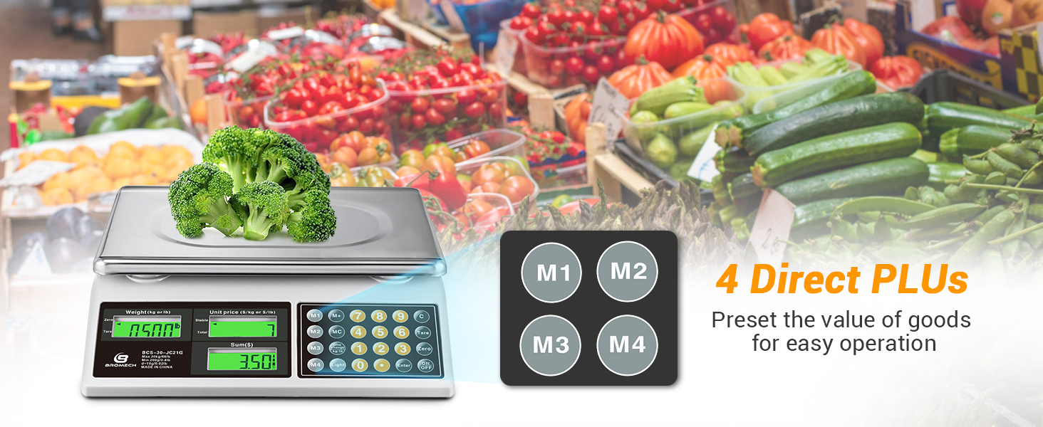 Price Computing Scale, 66lb Digital Commercial Food Meat Produce Weighing Scale with Green Backlight LCD for Farmers Market, Retail Outlets, Dry Battery Powered, Not for Trade