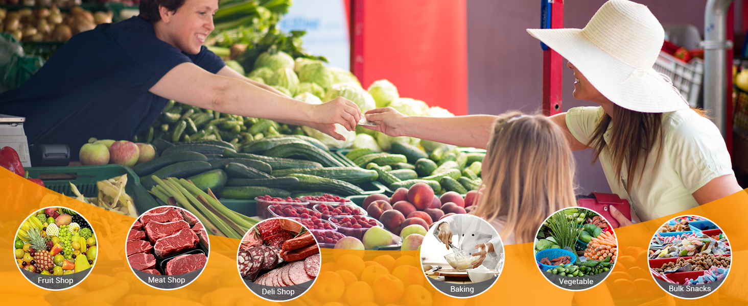 Price Computing Scale, 66lb Digital Commercial Food Meat Produce Weighing Scale with Green Backlight LCD for Farmers Market, Retail Outlets, Dry Battery Powered, Not for Trade