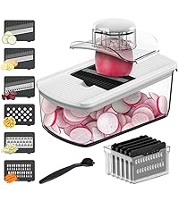 Cambom Rotary Cheese Grater Hand Crank Cheese Shredder for Fresh Cheese, Vegetable, Nuts,Non-slip Suction Base, Free Cleaning Brush Three Blades, Black
