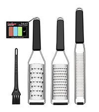Cambom Rotary Cheese Grater Hand Crank Cheese Shredder for Fresh Cheese, Vegetable, Nuts,Non-slip Suction Base, Free Cleaning Brush Three Blades, Black