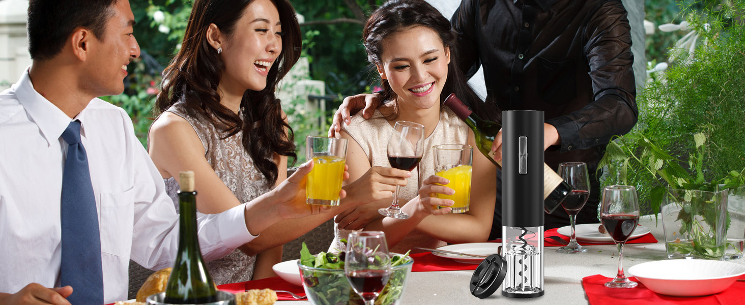 COKUNST Electric Wine Opener, Rechargeable Automatic Wine Corkscrew Bottle Opener With Foil Cutter, Type-C Charging Wine Openers With LED Light For Home Party Restaurant Wedding Gifts