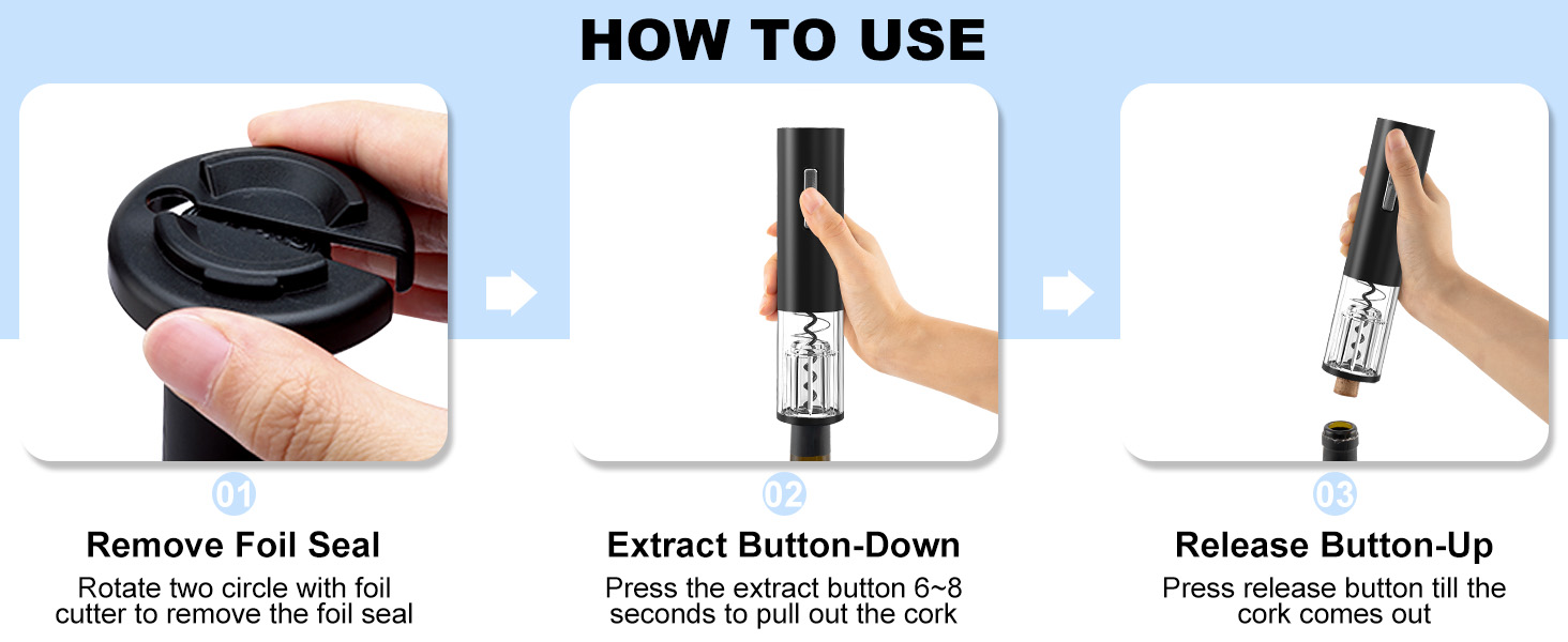 COKUNST Electric Wine Opener, Rechargeable Automatic Wine Corkscrew Bottle Opener With Foil Cutter, Type-C Charging Wine Openers With LED Light For Home Party Restaurant Wedding Gifts