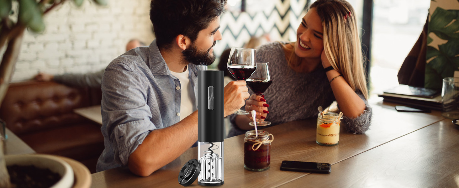 COKUNST Electric Wine Opener, Rechargeable Automatic Wine Corkscrew Bottle Opener With Foil Cutter, Type-C Charging Wine Openers With LED Light For Home Party Restaurant Wedding Gifts