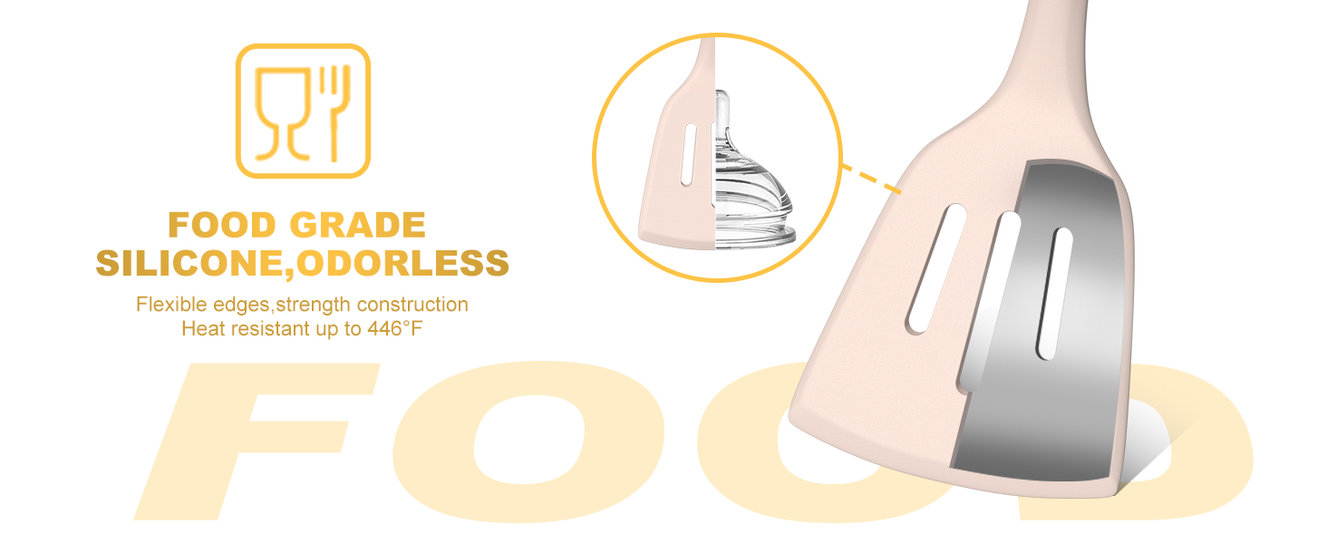 Silicone Cooking Utensils Set, 43Pcs Non-Stick Heat Resistant Kitchen Utensils Spatula Set with Wooden Handle for Baking, Cooking, and Mixing, Best Kitchen Gadgets Tools with Holder (Khaki)