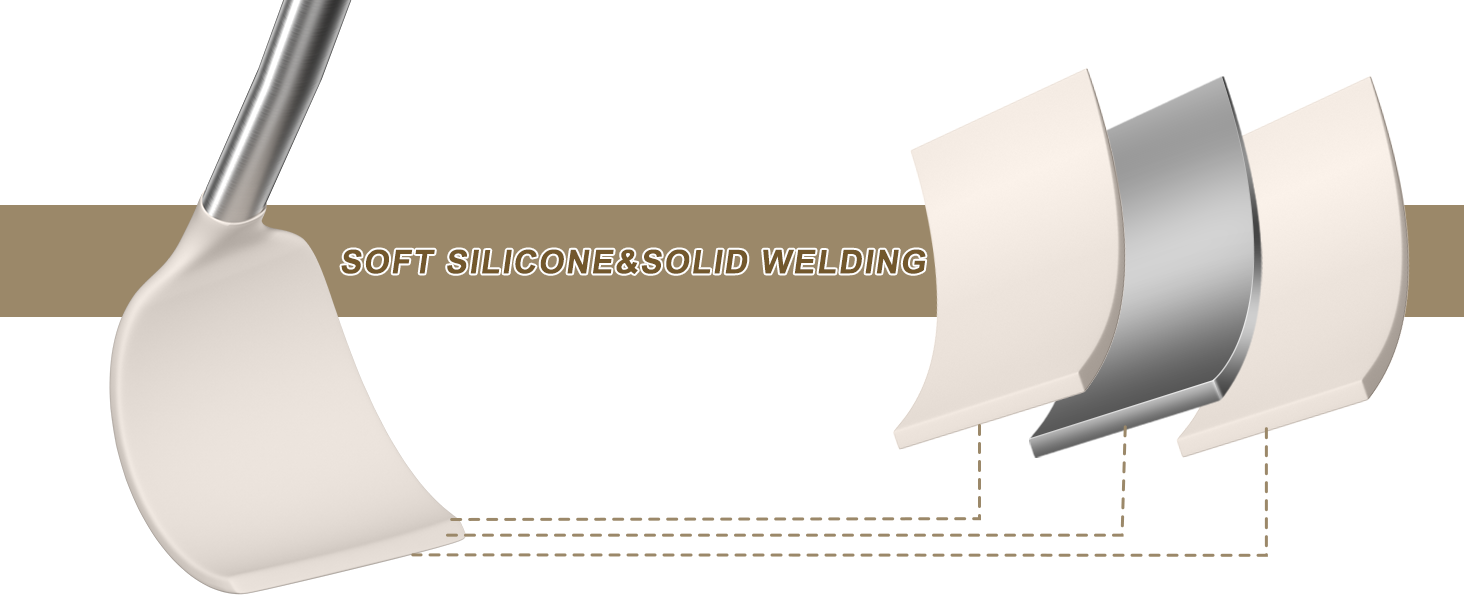 Umite Chef Silicone Kitchen Cooking Utensil Set, 43 pcs Spatula Set with Stainless Steel Handle, Non-stick Heat Resistant - Best Cookware Set-(Khaki)