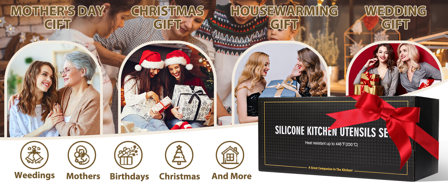 Umite Chef Silicone Kitchen Cooking Utensil Set, 43 pcs Spatula Set with Stainless Steel Handle, Non-stick Heat Resistant - Best Cookware Set-(Khaki)