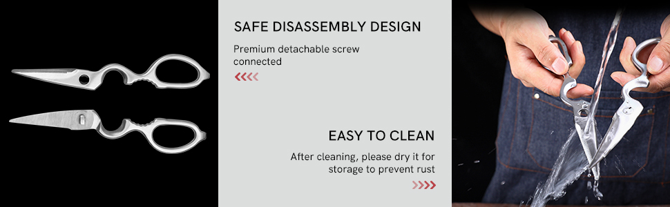 Stainless Steel Kitchen Shears Heavy Duty Full-Steel Forged Metal Scissors for Food, Professional Chef Shears Bone Cutting Meat Pizza Scissors Kitchen Utensils Come Apart, Silver