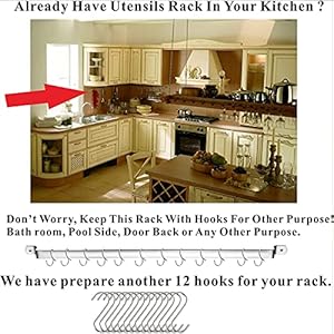 Berglander Kitchen Utensils Set 38 Pieces, Stainless Steel Cooking Utensils Set, Kitchen Gadgets Cookware, Kitchen Tool Set with Utensil Holder Rack And Hooks For Hanging Dishwasher Safe