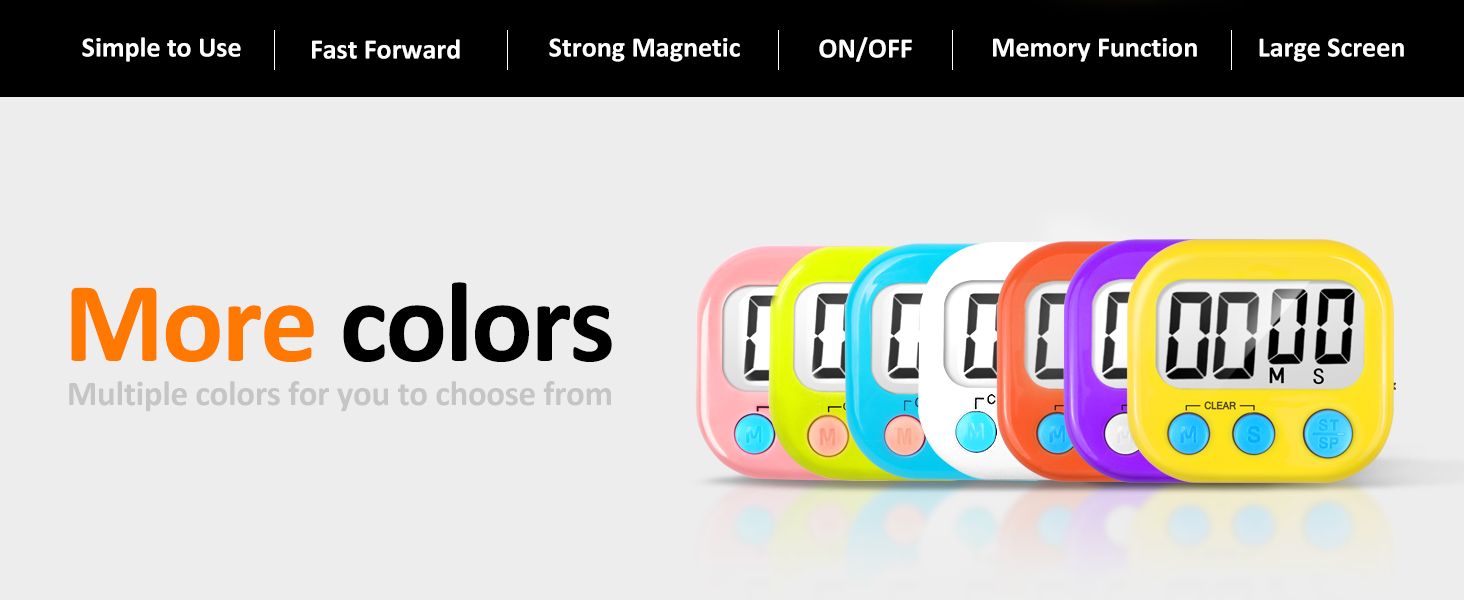 12 Pack Digital Kitchen Timers for Cooking Magnetic Timer for Cooking Loud Alarm White