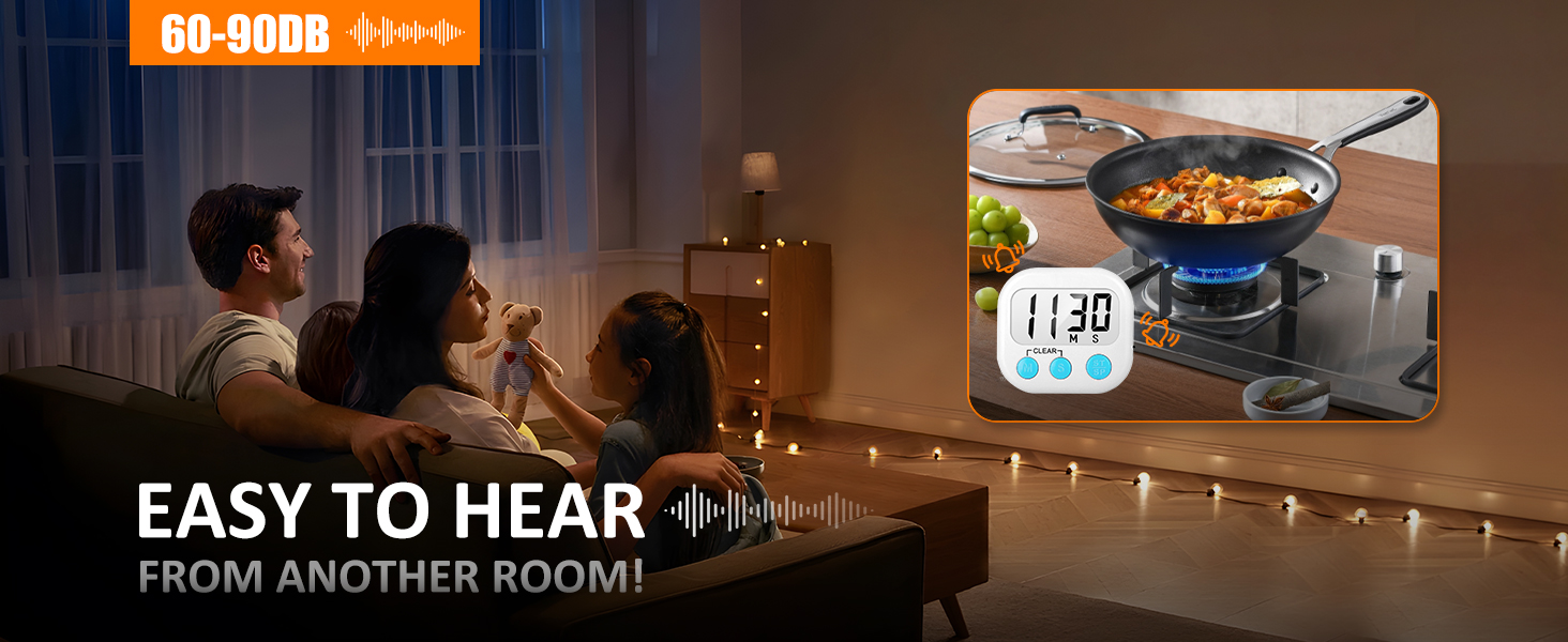 12 Pack Digital Kitchen Timers for Cooking Magnetic Timer for Cooking Loud Alarm White