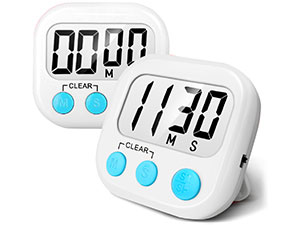 12 Pack Digital Kitchen Timers for Cooking Magnetic Timer for Cooking Loud Alarm White