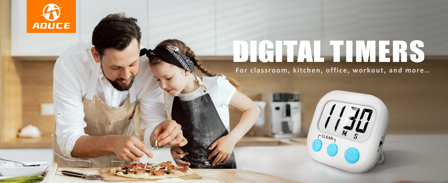 12 Pack Digital Kitchen Timers for Cooking Magnetic Timer for Cooking Loud Alarm White