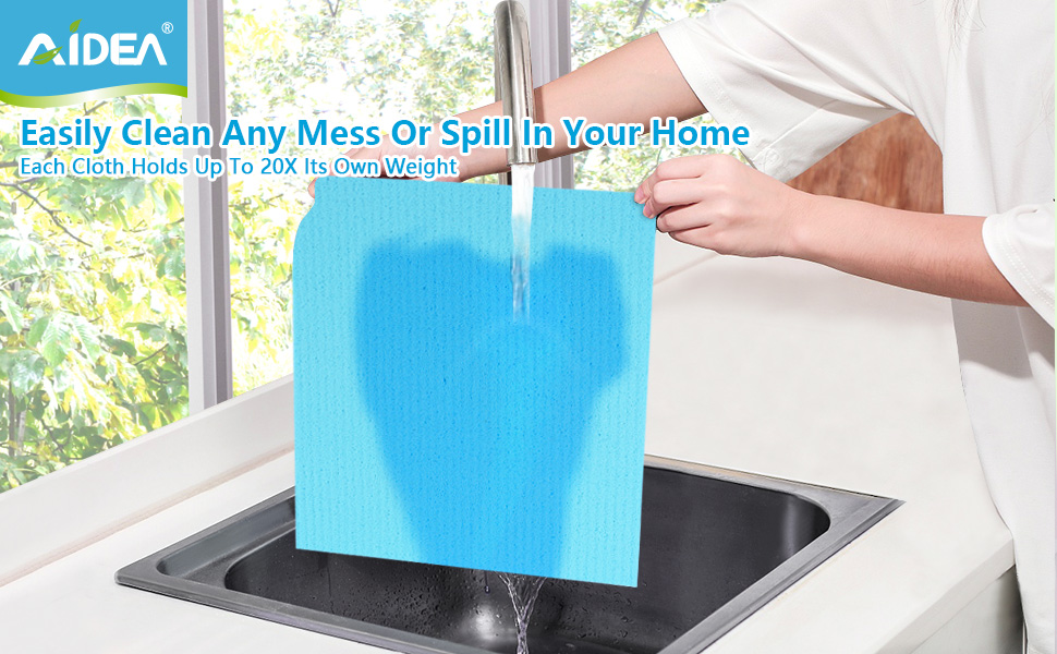 AIDEA Swedish Dish Cloth, 10PK, Swedish Dishcloths for Kitchen, Reusable Paper Towels Washable, Sponge Cloths Kitchen, Absorbent Dish Rags, Dish Towels Cloth, 7