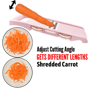 Mandoline Slicer for Kitchen Slicer Vegetable Cutter 5 In 1 Veggie Slicer Potato Slicer waffle fry cutter Hot Swap Mandolin with Peeler for Vegetables Carrot Shredder Cucumber Slicer - Pink