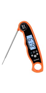 Digital Meat Thermometer for Cooking - Comluck CA002 Instant Read Meat Thermometer for Grilling and Smoking 2-in-1 Dual Probe Oven Safe Food Thermometer with Alarm for Grill BBQ Steak Turkey