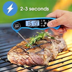 Digital Meat Thermometer for Cooking - Comluck CA002 Instant Read Meat Thermometer for Grilling and Smoking 2-in-1 Dual Probe Oven Safe Food Thermometer with Alarm for Grill BBQ Steak Turkey