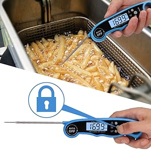 Digital Meat Thermometer for Cooking - Comluck CA002 Instant Read Meat Thermometer for Grilling and Smoking 2-in-1 Dual Probe Oven Safe Food Thermometer with Alarm for Grill BBQ Steak Turkey
