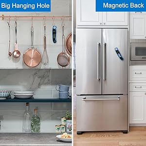 Digital Meat Thermometer for Cooking - Comluck CA002 Instant Read Meat Thermometer for Grilling and Smoking 2-in-1 Dual Probe Oven Safe Food Thermometer with Alarm for Grill BBQ Steak Turkey