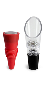 TenTen Labs Premium Wine Aerator Pourer and Wine Pump Stopper (2-pack) - Bottle Stopper - Gift Box Included