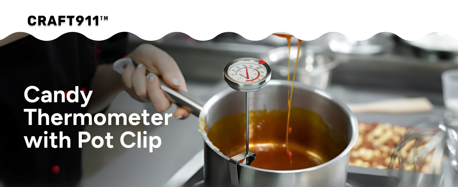 Candy Thermometer with Pot Clip - Deep Fry Oil Thermometer for Frying and Candle Making