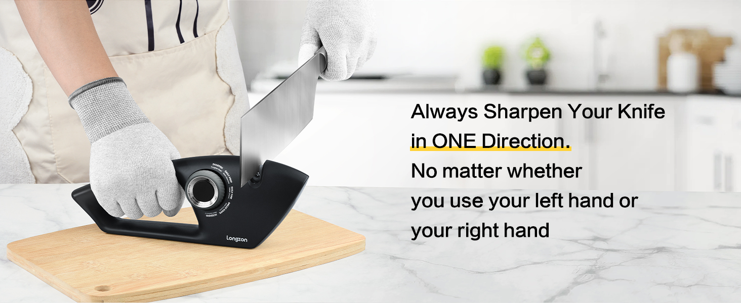 Longzon 6-in-1 Knife Sharpener 5 Stage for Serrated Knives, Scissors with Cut-Resistant Glove,Original Premium Polish Blades,Best Kitchen Knife Sharpener Repair & Restore Pocket Knife, Chefs knife