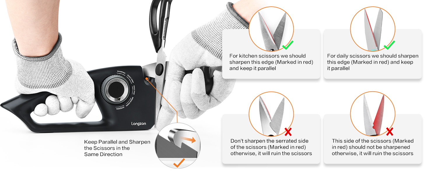 Longzon 6-in-1 Knife Sharpener 5 Stage for Serrated Knives, Scissors with Cut-Resistant Glove,Original Premium Polish Blades,Best Kitchen Knife Sharpener Repair & Restore Pocket Knife, Chefs knife