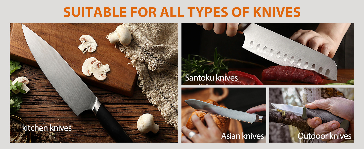 Longzon 6-in-1 Knife Sharpener 5 Stage for Serrated Knives, Scissors with Cut-Resistant Glove,Original Premium Polish Blades,Best Kitchen Knife Sharpener Repair & Restore Pocket Knife, Chefs knife