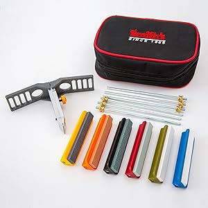 Smith’s 51321 Precision Sharpening Kit – 6 Sharpening Stones – Straight + Serrated Knives – Sharpen Hooks, Kitchen, Hunting, Fishing + Pocket Knives – Angle Guide – Portable Kit w/Storage Pouch