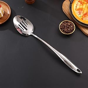 304 Stainless Steel Kitchen Utensil Set - 9 PCS Serving Utensils, Cooking Utensil, Solid Spoon, Slotted Spoon, Fork, Spatula, Ladle, Skimmer Spoon, Slotted Spatula Tunner, Spaghetti Spoon, Large Spoon