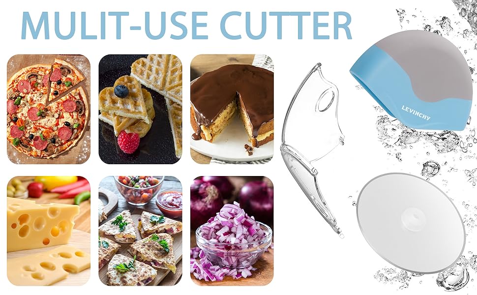 Pizza Cutter Wheel, Detachable Blade Easy to Clean, Ergonomic Pizza Slicer Cutter with Protective Blade Cover, Large Size, Blue