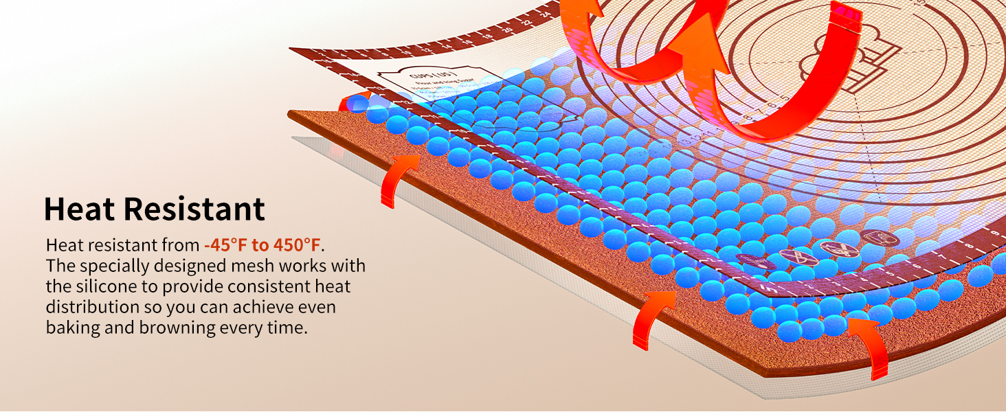26x16 Inch Extra Thick Silicone Baking Mat with Measurements, Non-slip and Reusable - For Cookies, Bread, Pastry