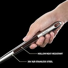 304 Stainless Steel Kitchen Utensils Set - 17” All Metal Cooking Tools, 6-Pcs Extra Long Handle Utensils with Spatula, Soup Ladle, Skimmer Spoon, Slotted Spatula Turner, Spaghetti Server, Solid Spoon