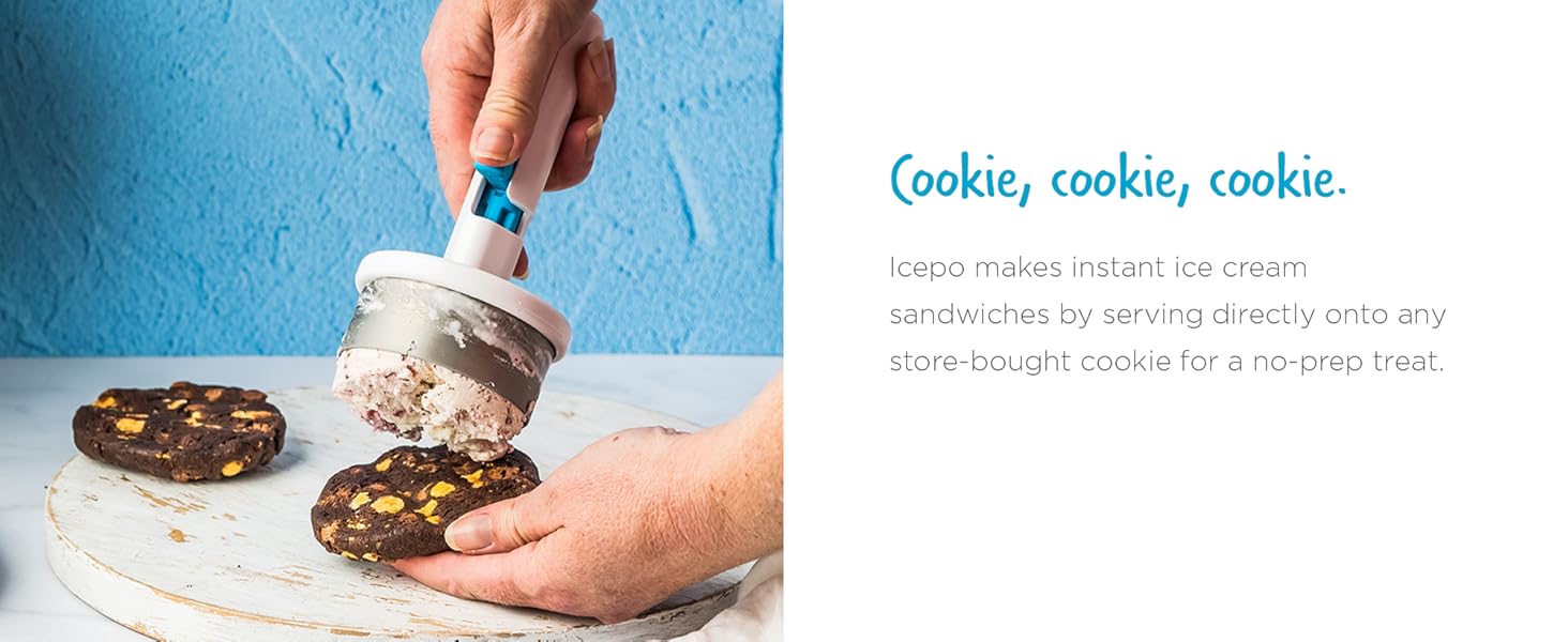 Dreamfarm Icepo Easy One-Handed Ice Cream Sandwich Scooper for Ice Cream Scoops, Gelato Scoops, Sorbet Scoops - White