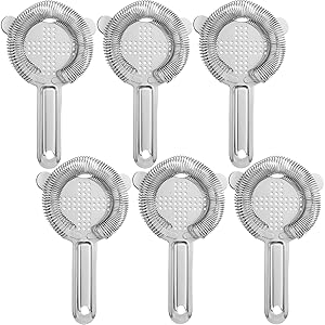 WUWEOT 6 Pack Cocktail Strainer, Stainless Steel Bar Strainer, Bar Tool Drink Strainer with 100 Wire Spring for Professional Bartenders and Mixologists
