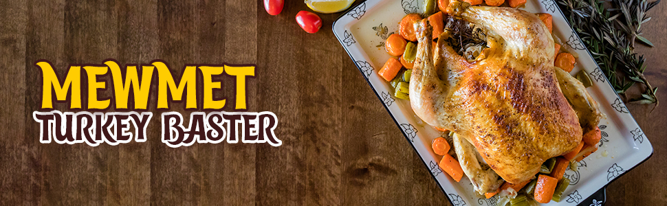 Turkey Baster, Stainless Steel Baster for Cooking with Marinade Injectors Syringe, Basting Brush, Thick Cleaning Brush & Thin Cleaning Brush