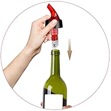 Automatic Measured Bottle Pourer - Quick Shot Spirit Liquor Pour Spouts with Dust Caps for Wine Cocktail Beverages - Ideal Home Bar Tools 1.5 oz / 45ml (Red, 12 Pack)
