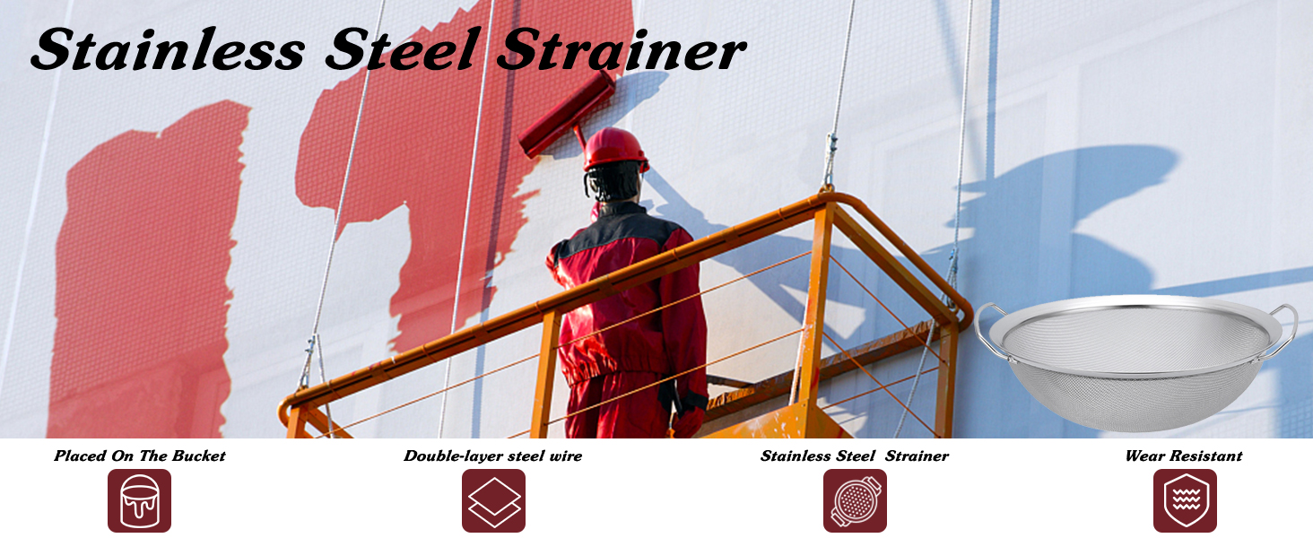 Fine Mesh Paint Strainer 60 Mesh Stainless Steel Paint Filter Emulsion Honey Funnel Filter Cover Fits 5 Gallon Paint Bucket Filter Tool Insert Strains